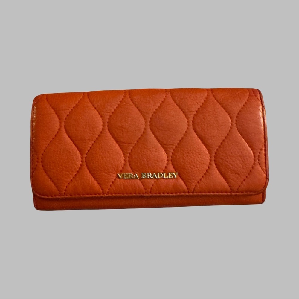 VERA BRADLEY Audrey Leather Quilted Orange Wallet